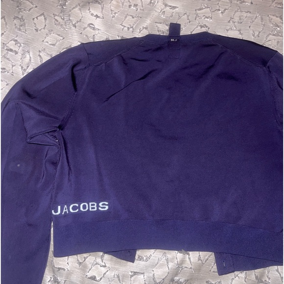 Marc Jacobs rib crewneck blue button up sweater long sleeves, fitted waistband - Picture 4 of 5